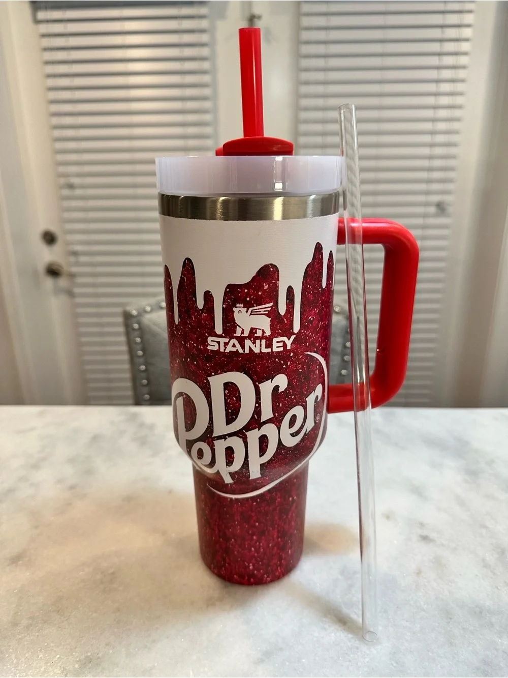 Stanley Red Dr Pepper Insulated 40 Tumbler with Handle and 2 Straws - Picture 1 of 8
